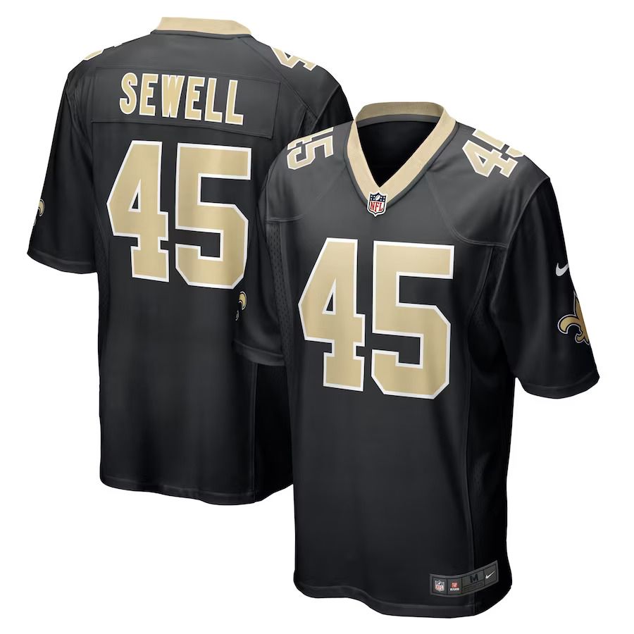Men New Orleans Saints 45 Nephi Sewell Nike Black Game Player NFL Jersey